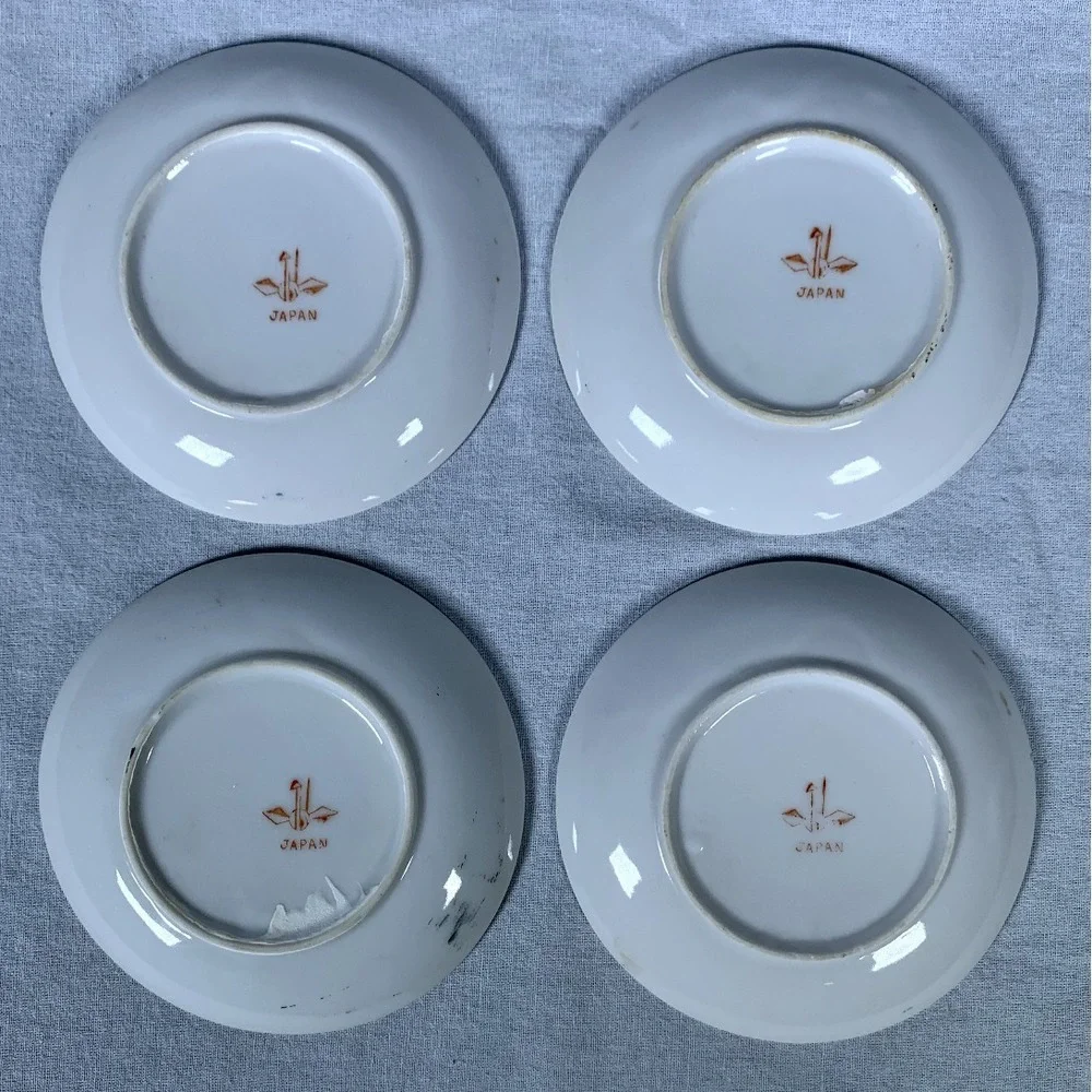 15 Pc Mini Porcelain Moss Rose Dish Set Hand Painted Gold Trim Japan